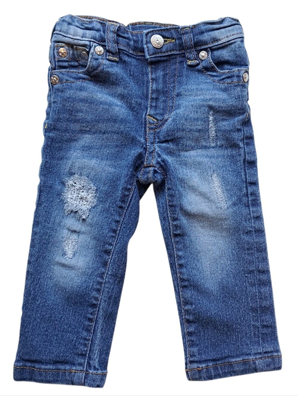 True Religion Boys Distressed Dark Blue Denim Jeans Size 18 Months